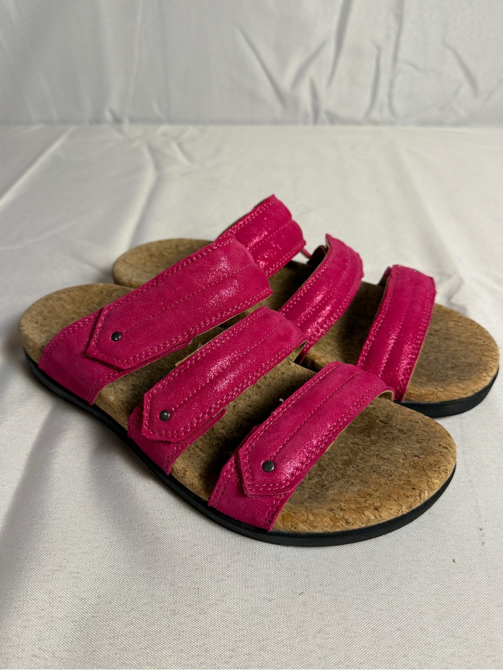 Revitalign Oasis Orthotic Slide Sandals Hot Pink Cork Sandals Size 7.5 - Picture 1 of 9